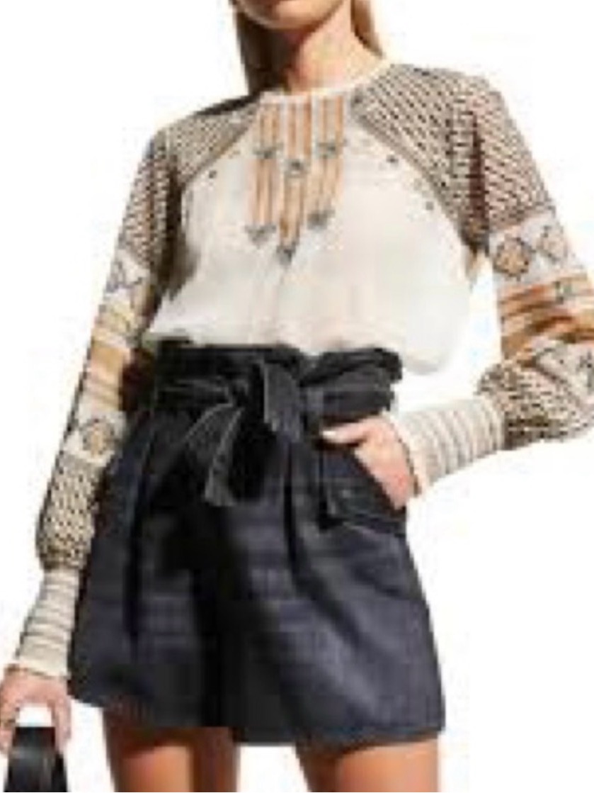 Veronica Beard Isabella Boho Embroidered Peasant Blouse Msrp $448
